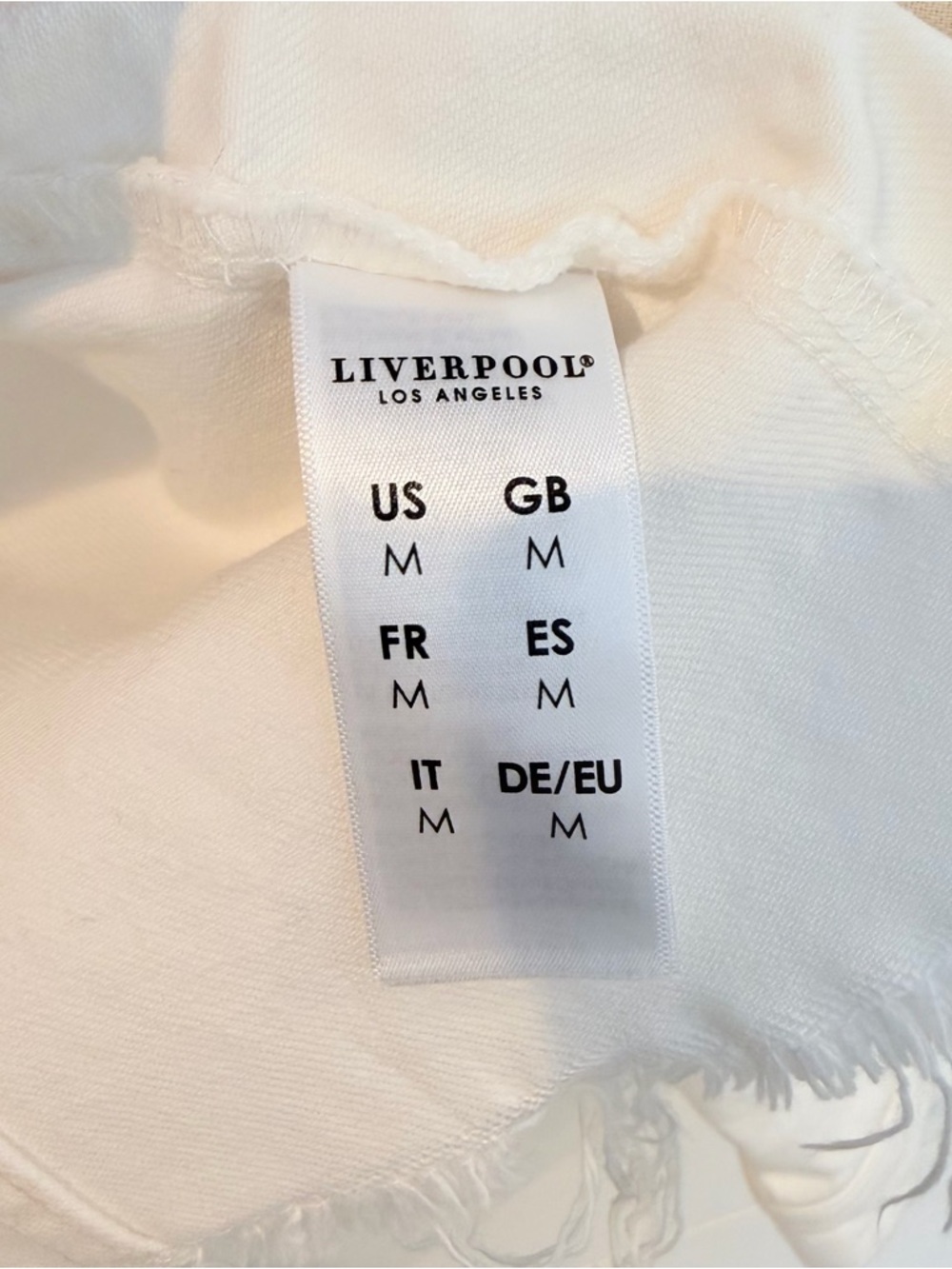 Liverpool LA White Denim Jacket Frayed Hem Minimalist Cropped M Clean Girl - Picture 5 of 10
